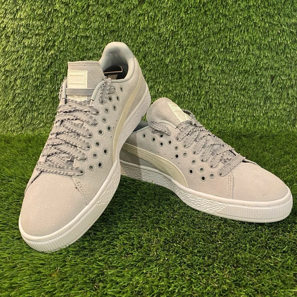 Puma Suede XL Big‎ Ribbon Lace VR Sneakers - Gray - Women's Sz 9 Rare Shoes